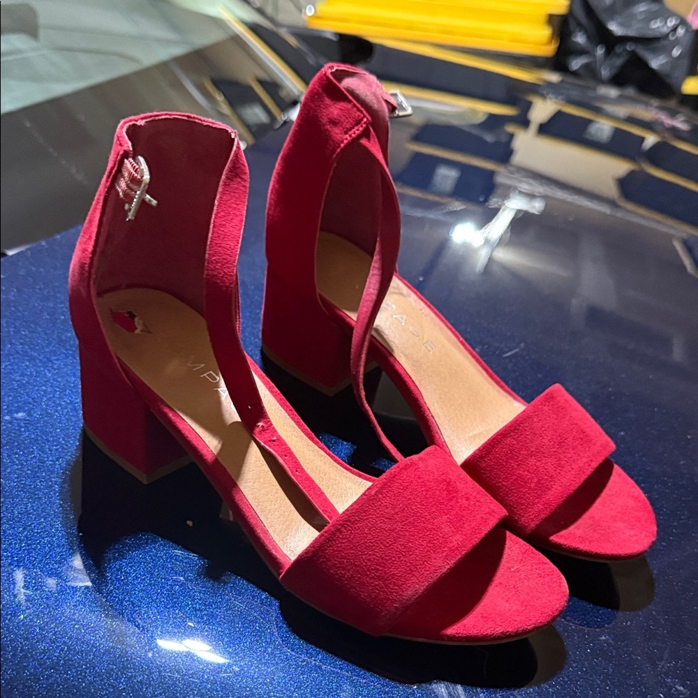 Rampage Red Suede Block Heels
